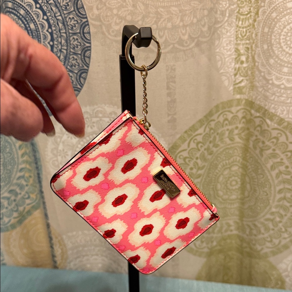 Kate Spade Pink and Red Floral Keychain Wallet - Picture 3 of 4